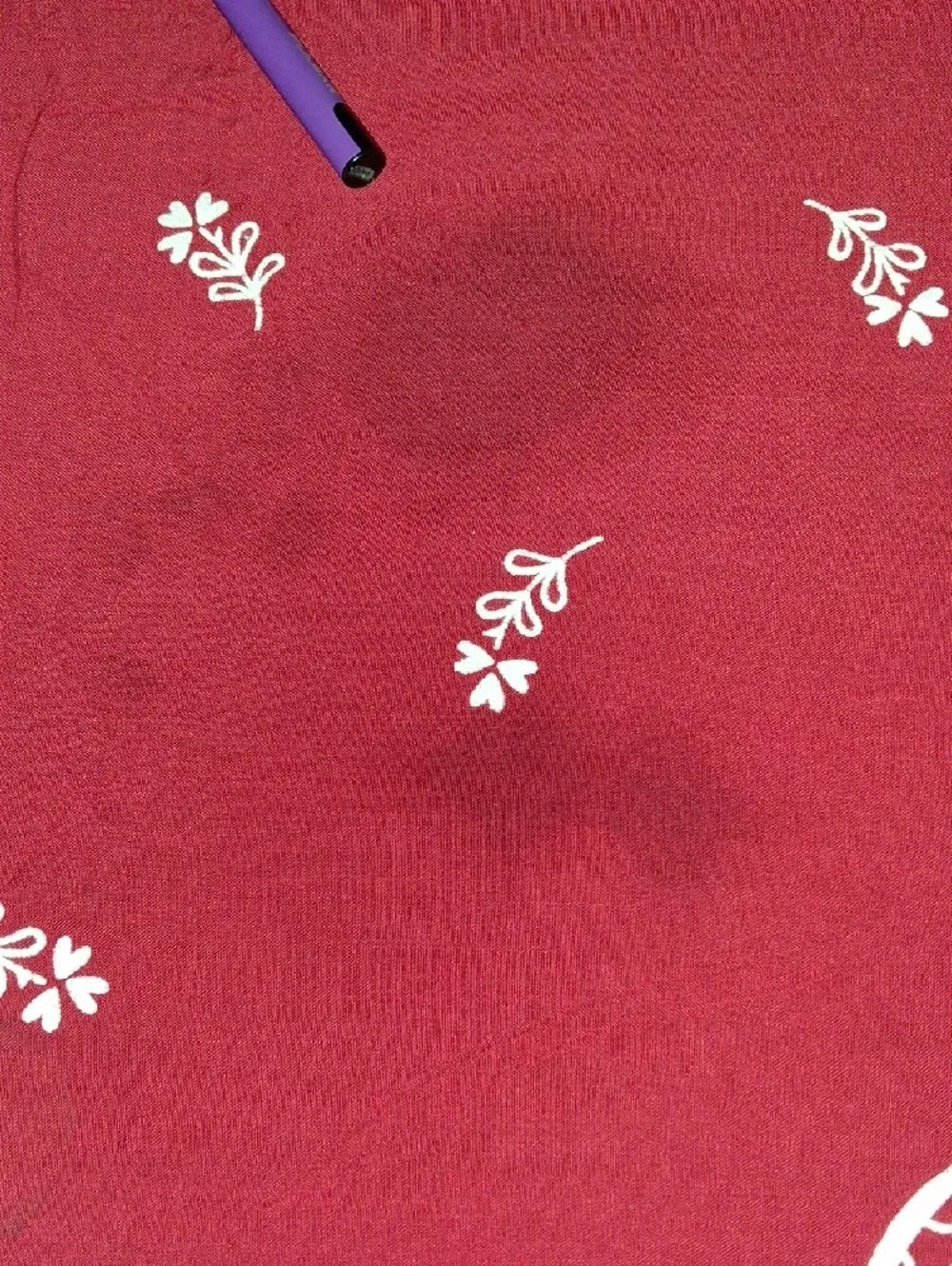 Vintage Red Table Cloth with White Floral Print